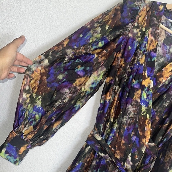 & Other Stories Watercolor Ruffle Midi Wrap Dress Womens Size 4 Boho - Picture 5 of 16